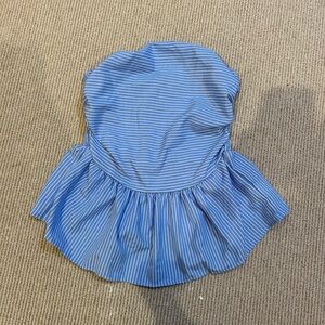 Blue and White Striped Peplum Top